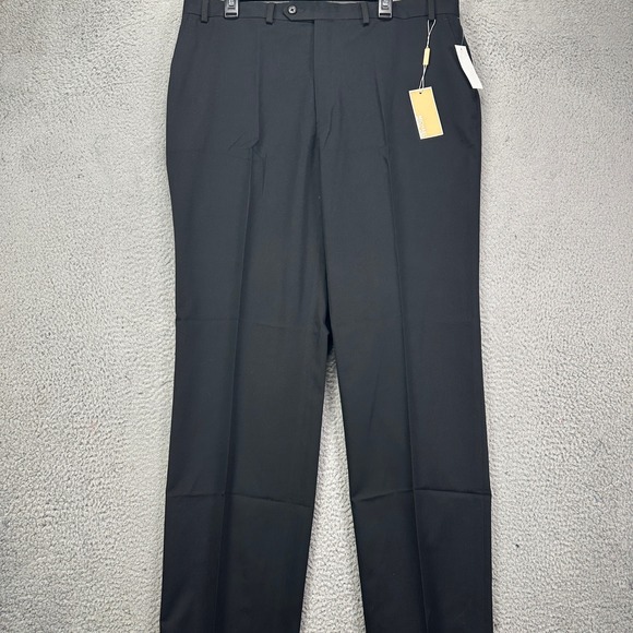 Michael Kors Pants Dress Mens 40X34 Black Flat Front Straight Leg Stretch NEW - Picture 1 of 11